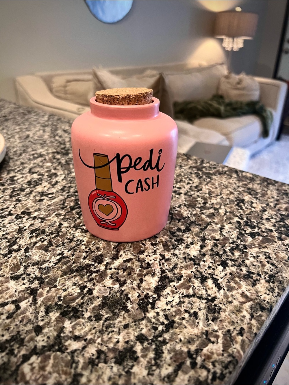 Pink "Pedi Cash" Ceramic Coin Jar